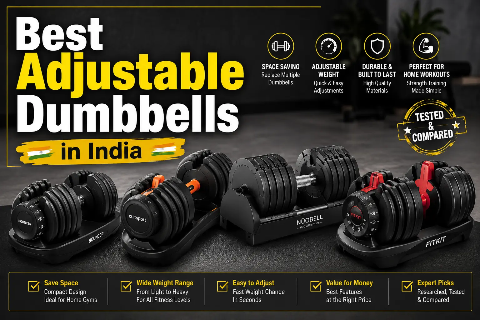 Best Adjustable Dumbbells in India (2026): 5 Compared